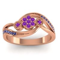 Amethyst Fashion Ring In 18K Rose Gold With Swiss Blue Topaz – Caya Simple Ring