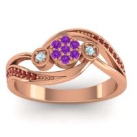 Amethyst Fashion Ring In 18K Rose Gold With Aquamarine And Garnet – Caya Simple Ring