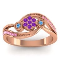 Amethyst Fashion Ring In 18K Rose Gold With Blue Sapphire And Pink Tourmaline – Caya Simple Ring