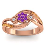 Amethyst Fashion Ring In 18K Rose Gold With Diamond And Citrine – Caya Simple Ring