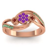 Amethyst Fashion Ring In 18K Rose Gold With Garnet And Emerald – Caya Simple Ring