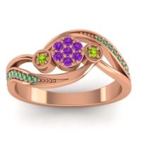 Amethyst Fashion Ring In 14K Rose Gold With Peridot And Emerald – Caya Simple Ring