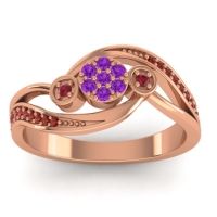 Amethyst Fashion Ring In 18K Rose Gold With Ruby And Garnet – Caya Simple Ring