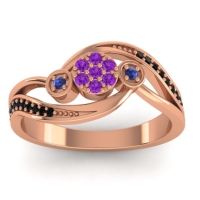 Amethyst Fashion Ring In 18K Rose Gold With Swiss Blue Topaz And Black Onyx – Caya Simple Ring