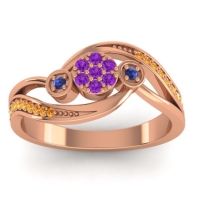 Amethyst Fashion Ring In 18K Rose Gold With Swiss Blue Topaz And Citrine – Caya Simple Ring