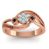 Aquamarine Fashion Ring In 18K Rose Gold With Black Onyx And Garnet – Caya Simple Ring