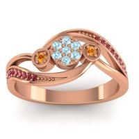 Aquamarine Fashion Ring In 18K Rose Gold With Citrine And Ruby – Caya Simple Ring