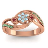Aquamarine Fashion Ring In 14K Rose Gold With Ruby And Emerald – Caya Simple Ring