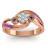 Aquamarine Fashion Ring In 18K Rose Gold With Swiss Blue Topaz And Amethyst – Caya Simple Ring