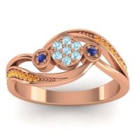 Aquamarine Fashion Ring In 18K Rose Gold With Swiss Blue Topaz And Citrine – Caya Simple Ring
