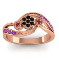 Black Onyx Fashion Ring In 18K Rose Gold With Ruby And Amethyst – Caya Simple Ring