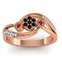 Black Onyx Fashion Ring In 18K Rose Gold With Ruby And Aquamarine – Caya Simple Ring