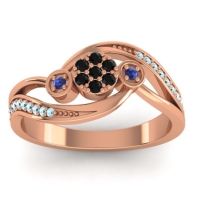 Black Onyx Fashion Ring In 18K Rose Gold With Swiss Blue Topaz And Aquamarine – Caya Simple Ring