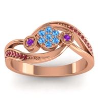 Blue Sapphire Fashion Ring In 18K Rose Gold With Amethyst And Ruby – Caya Simple Ring