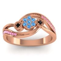 Blue Sapphire Fashion Ring In 18K Rose Gold With Black Onyx And Pink Tourmaline – Caya Simple Ring