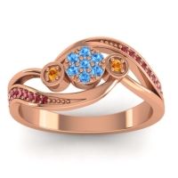 Blue Sapphire Fashion Ring In 18K Rose Gold With Citrine And Ruby – Caya Simple Ring