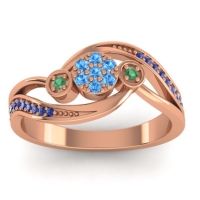 Blue Sapphire Fashion Ring In 18K Rose Gold With Emerald And Swiss Blue Topaz – Caya Simple Ring