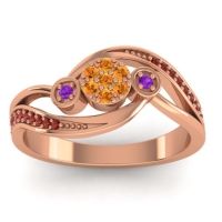 Citrine Fashion Ring In 18K Rose Gold With Amethyst And Garnet – Caya Simple Ring