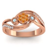 Citrine Fashion Ring In 14K Rose Gold With Aquamarine And Diamond – Caya Simple Ring
