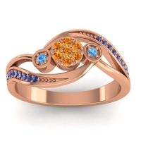 Citrine Fashion Ring In 18K Rose Gold With Blue Sapphire And Swiss Blue Topaz – Caya Simple Ring