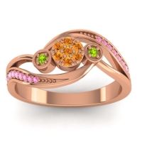 Citrine Fashion Ring In 18K Rose Gold With Peridot And Pink Tourmaline – Caya Simple Ring