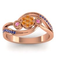 Citrine Fashion Ring In 18K Rose Gold With Pink Tourmaline And Swiss Blue Topaz – Caya Simple Ring