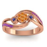 Citrine Fashion Ring In 18K Rose Gold With Swiss Blue Topaz And Amethyst – Caya Simple Ring