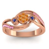 Citrine Fashion Ring In 18K Rose Gold With Swiss Blue Topaz And Pink Tourmaline – Caya Simple Ring