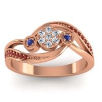 Lab Diamond Fashion Ring In 18K Rose Gold With Swiss Blue Topaz And Garnet – Caya Simple Ring