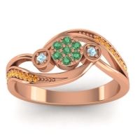 Emerald Fashion Ring In 18K Rose Gold With Aquamarine And Citrine – Caya Simple Ring