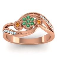 Emerald Fashion Ring In 18K Rose Gold With Citrine And Aquamarine – Caya Simple Ring