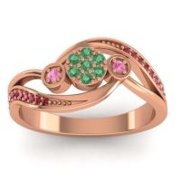 Emerald Fashion Ring In 18K Rose Gold With Pink Tourmaline And Ruby – Caya Simple Ring