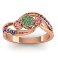 Emerald Fashion Ring In 18K Rose Gold With Pink Tourmaline And Swiss Blue Topaz – Caya Simple Ring