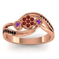 Garnet Fashion Ring In 18K Rose Gold With Amethyst And Black Onyx – Caya Simple Ring