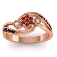 Garnet Fashion Ring In 18K Rose Gold With Aquamarine And Black Onyx – Caya Simple Ring