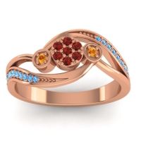 Garnet Fashion Ring In 18K Rose Gold With Citrine And Blue Sapphire – Caya Simple Ring