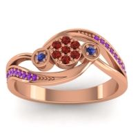 Garnet Fashion Ring In 18K Rose Gold With Swiss Blue Topaz And Amethyst – Caya Simple Ring