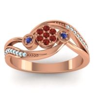 Garnet Fashion Ring In 18K Rose Gold With Swiss Blue Topaz And Aquamarine – Caya Simple Ring