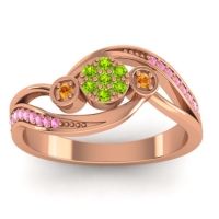 Peridot Fashion Ring In 18K Rose Gold With Citrine And Pink Tourmaline – Caya Simple Ring