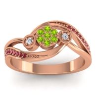 Peridot Fashion Ring In 18K Rose Gold With Lab Diamond And Ruby – Caya Simple Ring