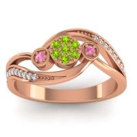 Peridot Fashion Ring In 14K Rose Gold With Pink Tourmaline And Diamond – Caya Simple Ring