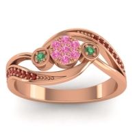Pink Tourmaline Fashion Ring In 18K Rose Gold With Emerald And Garnet – Caya Simple Ring