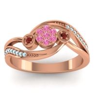 Pink Tourmaline Fashion Ring In 18K Rose Gold With Garnet And Aquamarine – Caya Simple Ring