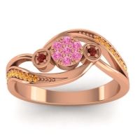 Pink Tourmaline Fashion Ring In 18K Rose Gold With Garnet And Citrine – Caya Simple Ring