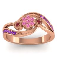 Pink Tourmaline Fashion Ring In 18K Rose Gold With Ruby And Amethyst – Caya Simple Ring