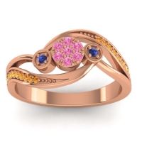 Pink Tourmaline Fashion Ring In 18K Rose Gold With Swiss Blue Topaz And Citrine – Caya Simple Ring