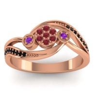 Ruby Fashion Ring In 18K Rose Gold With Amethyst And Black Onyx – Caya Simple Ring