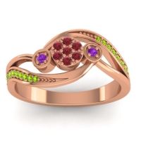 Ruby Fashion Ring In 18K Rose Gold With Amethyst And Peridot – Caya Simple Ring