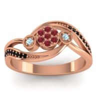 Ruby Fashion Ring In 18K Rose Gold With Aquamarine And Black Onyx – Caya Simple Ring