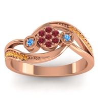 Ruby Fashion Ring In 18K Rose Gold With Blue Sapphire And Citrine – Caya Simple Ring
